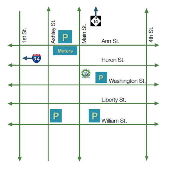 Public Parking around Om of Medicine in Ann Arbor, Michigan