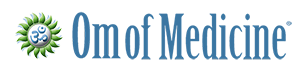 Om of Medicine mandala logo and text